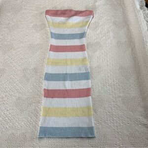 LUV NYC Ribbed Strapless Striped Bodycon Dress (S)